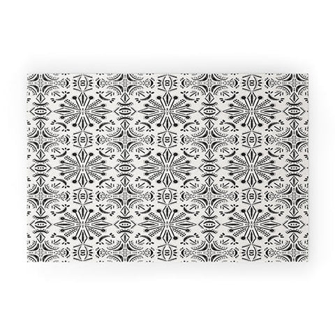 Schatzi Brown Boho Moons Black and White Welcome Mat
