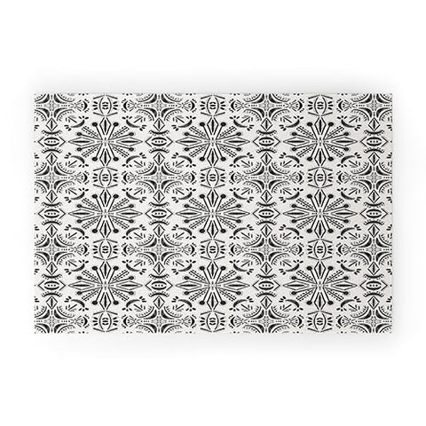 Schatzi Brown Boho Moons Black and White Welcome Mat