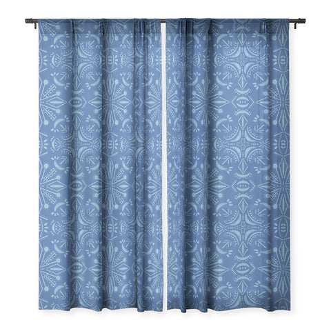 Schatzi Brown Boho Moons Blues Sheer Window Curtain