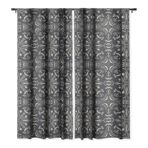 Schatzi Brown Boho Moons Charcoal Blackout Window Curtain