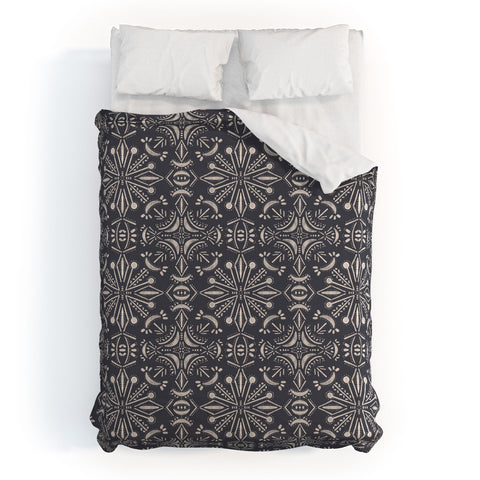 Schatzi Brown Boho Moons Charcoal Duvet Cover