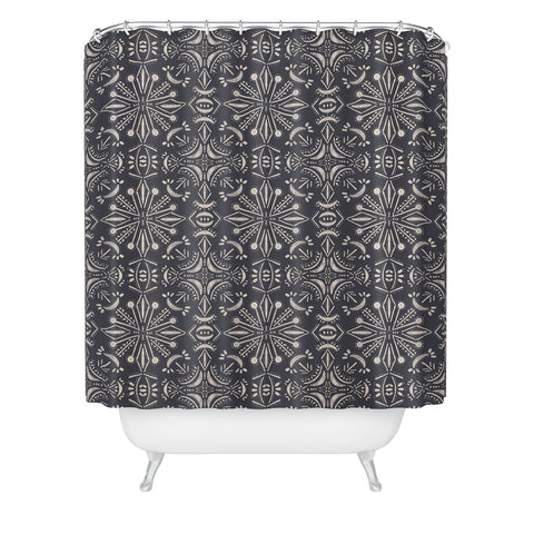 Schatzi Brown Boho Moons Charcoal Shower Curtain