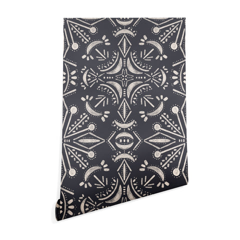 Schatzi Brown Boho Moons Charcoal Wallpaper