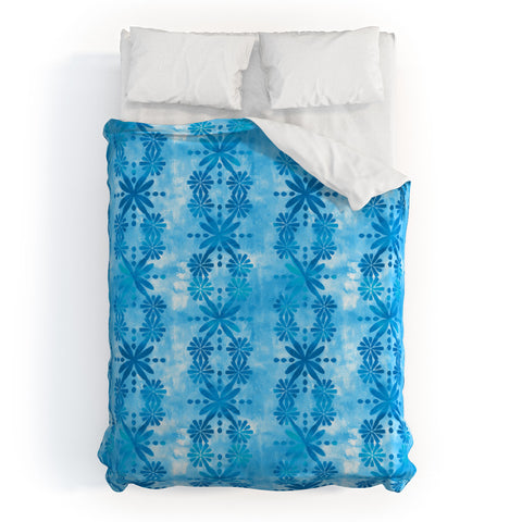 Schatzi Brown Boho Turquoise Flower Duvet Cover
