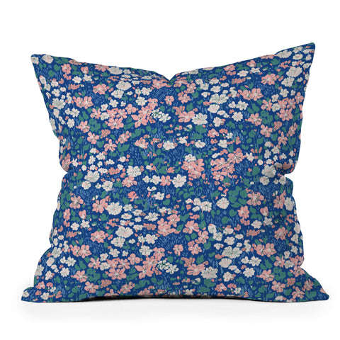 Schatzi Brown Brooke Ditsy Floral Blue Outdoor Throw Pillow