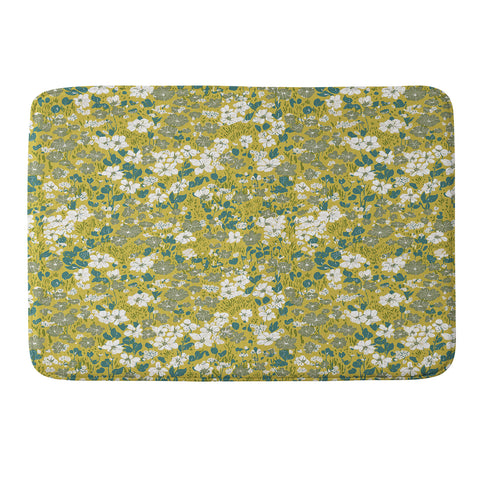 Schatzi Brown Brooke Ditsy Floral Olive Lime Memory Foam Bath Mat