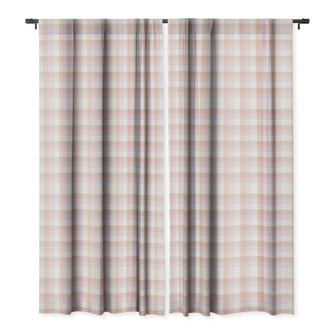 Schatzi Brown Buffalo Plaid Blush Pink Blackout Window Curtain