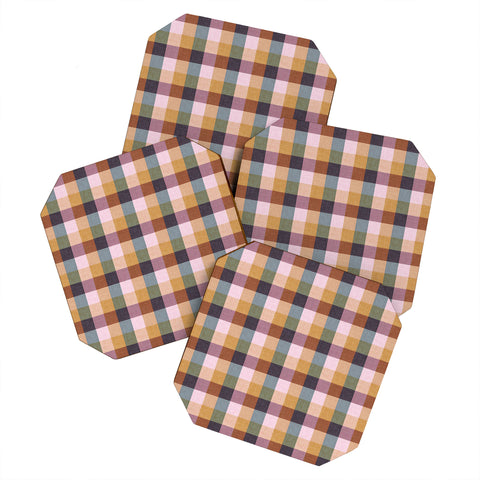 Schatzi Brown Buffalo Plaid Fall Spice Coaster Set