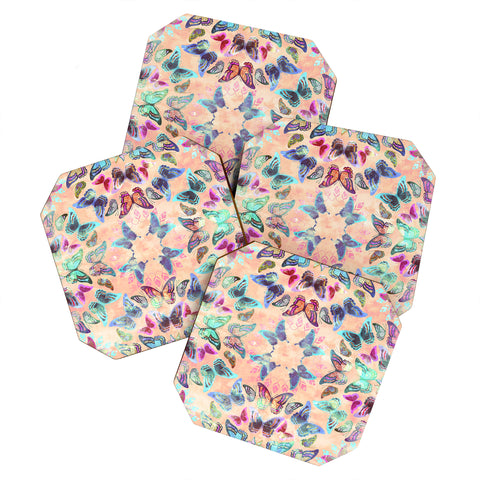 Schatzi Brown Butterfly Mandala Peach Coaster Set