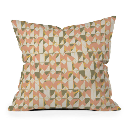 Schatzi Brown Canson Geometric Olive Peach Throw Pillow