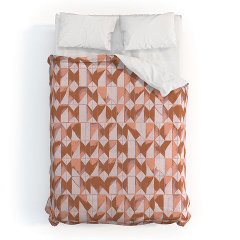 Schatzi Brown Canson Geometric Peach Brown Duvet Cover
