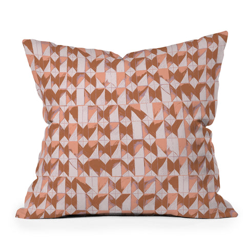 Schatzi Brown Canson Geometric Peach Brown Throw Pillow