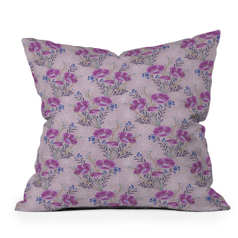 Schatzi Brown Carrie Floral Lilac Outdoor Throw Pillow