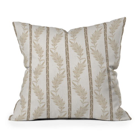 Schatzi Brown Celine Emma leaf vine beige Throw Pillow