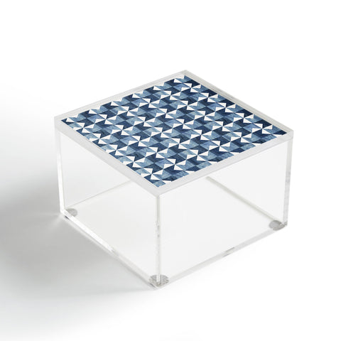 Schatzi Brown Denim Geo Quilt Acrylic Box
