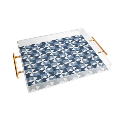 Schatzi Brown Denim Geo Quilt Acrylic Tray