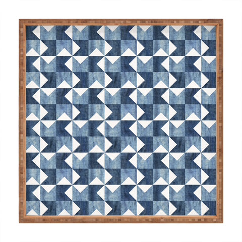 Schatzi Brown Denim Geo Quilt Square Tray