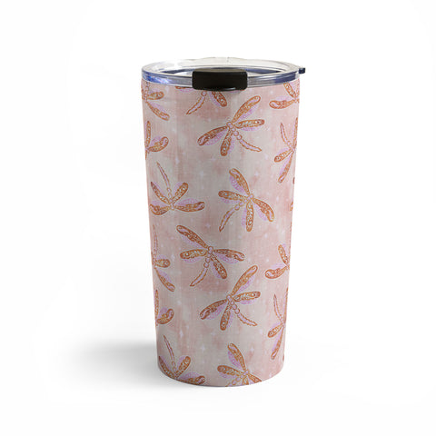Schatzi Brown Dragonfly Peach Travel Mug