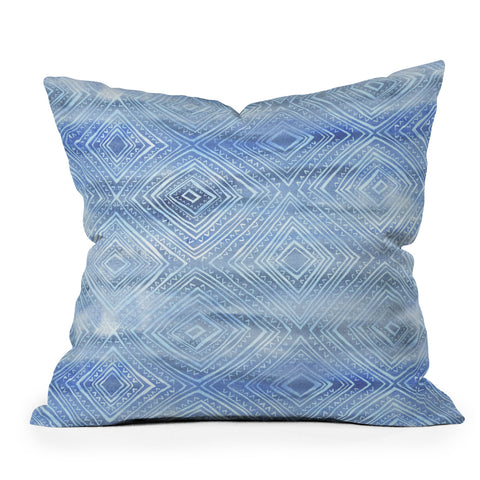 Schatzi Brown Drawn Diamond Chambray Outdoor Throw Pillow