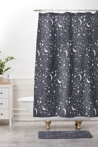 Schatzi Brown Dreaming of Stars Night Shower Curtain And Mat