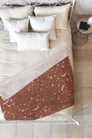 Schatzi Brown Dreaming of Stars Warm Boho Fleece Throw Blanket