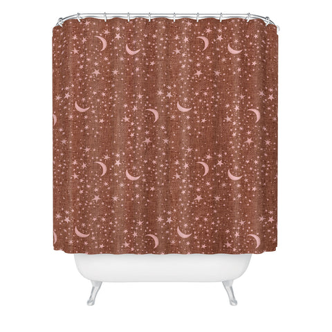Schatzi Brown Dreaming of Stars Warm Boho Shower Curtain