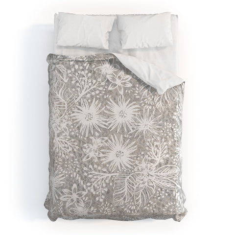 Schatzi Brown Eden Floral Sand Duvet Cover