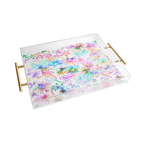 Schatzi Brown Eden Floral White Acrylic Tray