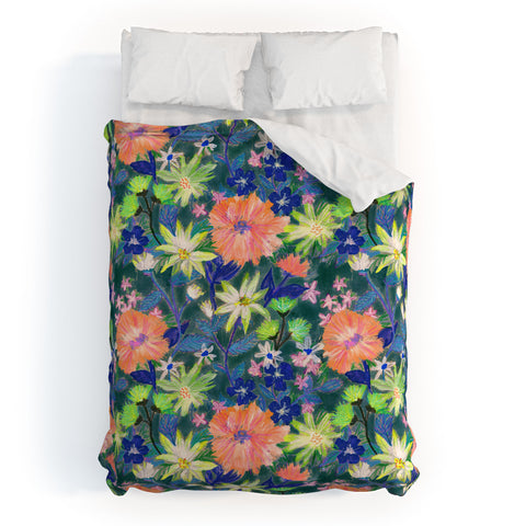 Schatzi Brown Elizabeth Floral Green Duvet Cover