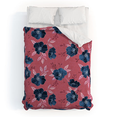 Schatzi Brown Emma Floral Hot Pink Duvet Cover