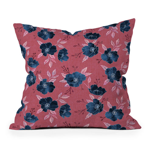 Schatzi Brown Emma Floral Hot Pink Outdoor Throw Pillow