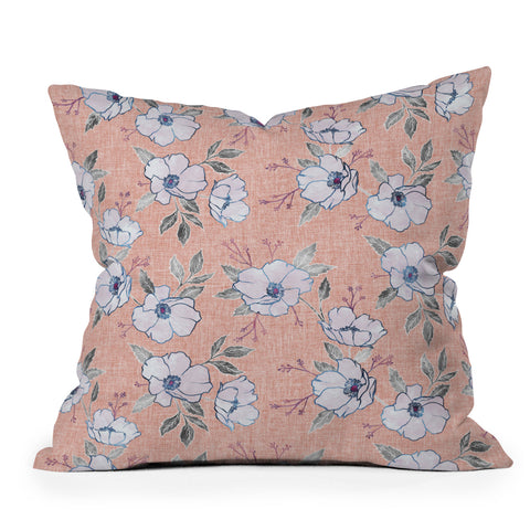 Schatzi Brown Emma Floral Light Pink Outdoor Throw Pillow