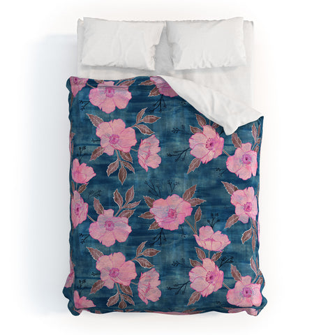 Schatzi Brown Emma Floral Turquoise Duvet Cover