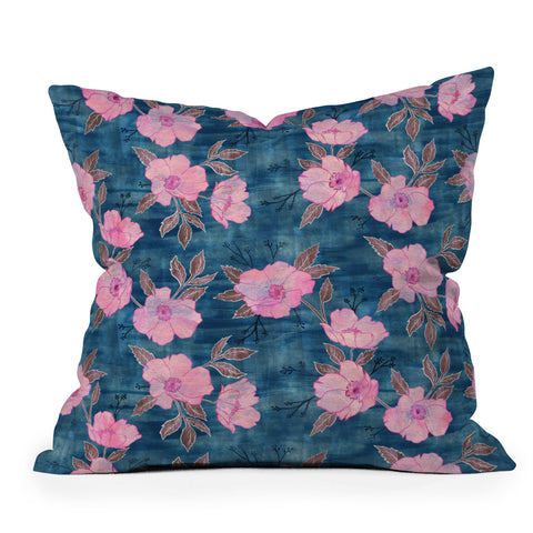 Schatzi Brown Emma Floral Turquoise Outdoor Throw Pillow