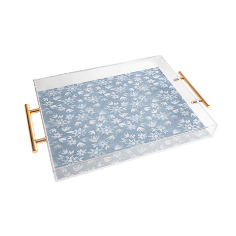 Schatzi Brown Erinn Floral Chambray Acrylic Tray