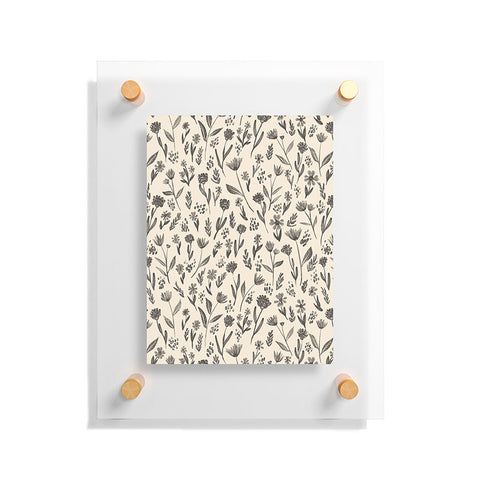Schatzi Brown Fiola Floral Ivory Gray Floating Acrylic Print