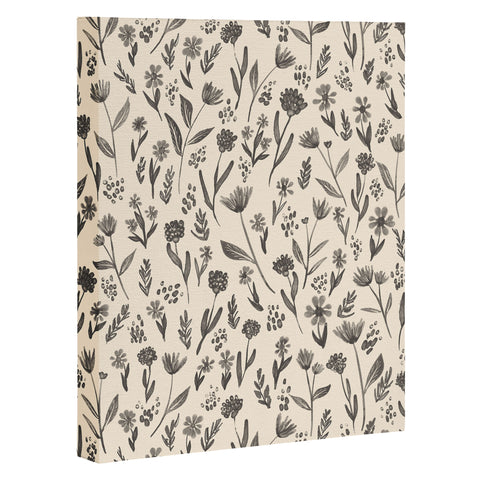 Schatzi Brown Fiola Floral Ivory Gray Art Canvas