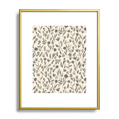 Schatzi Brown Fiola Floral Ivory Gray Metal Framed Art Print