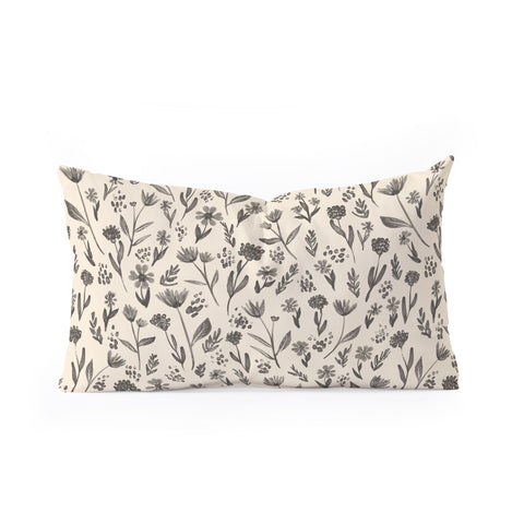 Schatzi Brown Fiola Floral Ivory Gray Oblong Throw Pillow Havenly