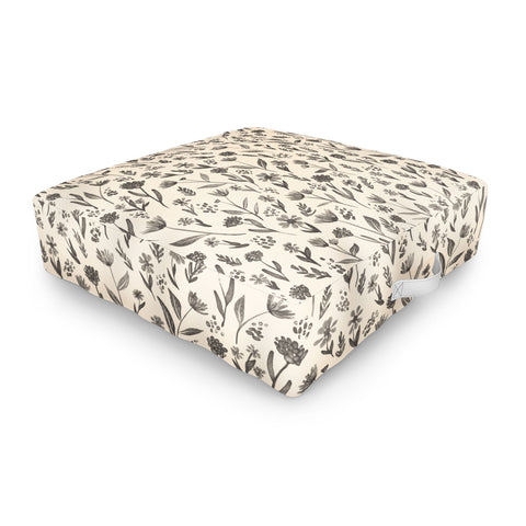 Schatzi Brown Fiola Floral Ivory Gray Outdoor Floor Cushion