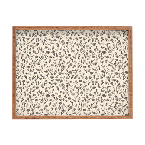 Schatzi Brown Fiola Floral Ivory Gray Rectangular Tray