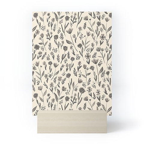 Schatzi Brown Fiola Floral Ivory Gray Mini Art Print