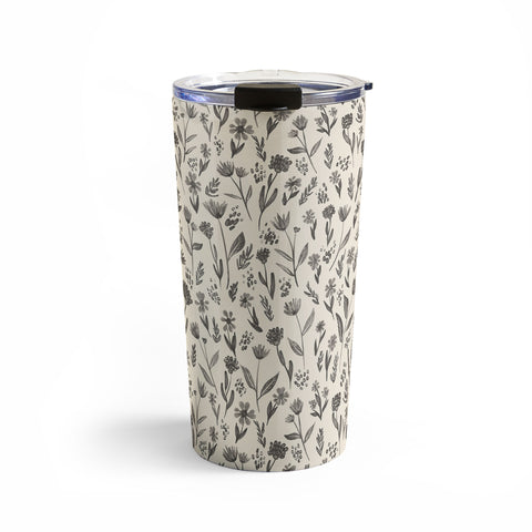 Schatzi Brown Fiola Floral Ivory Gray Travel Mug