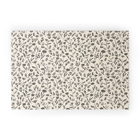 Schatzi Brown Fiola Floral Ivory Gray Welcome Mat
