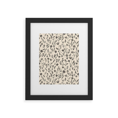 Schatzi Brown Fiola Floral Ivory Gray Framed Art Print