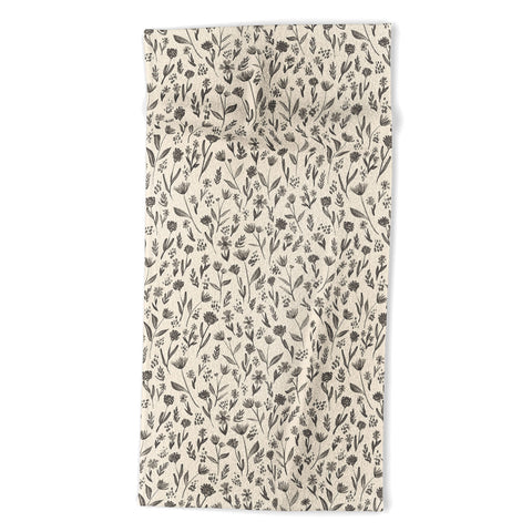 Schatzi Brown Fiola Floral Ivory Gray Beach Towel