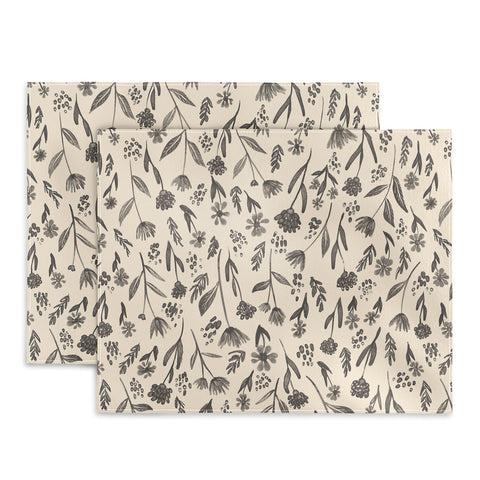 Schatzi Brown Fiola Floral Ivory Gray Placemat
