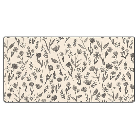 Schatzi Brown Fiola Floral Ivory Gray Desk Mat