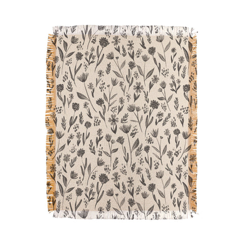 Schatzi Brown Fiola Floral Ivory Gray Throw Blanket
