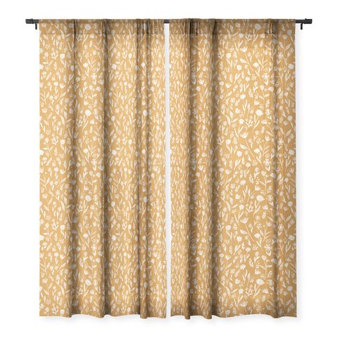 Schatzi Brown Fiona Floral Marigold Sheer Window Curtain